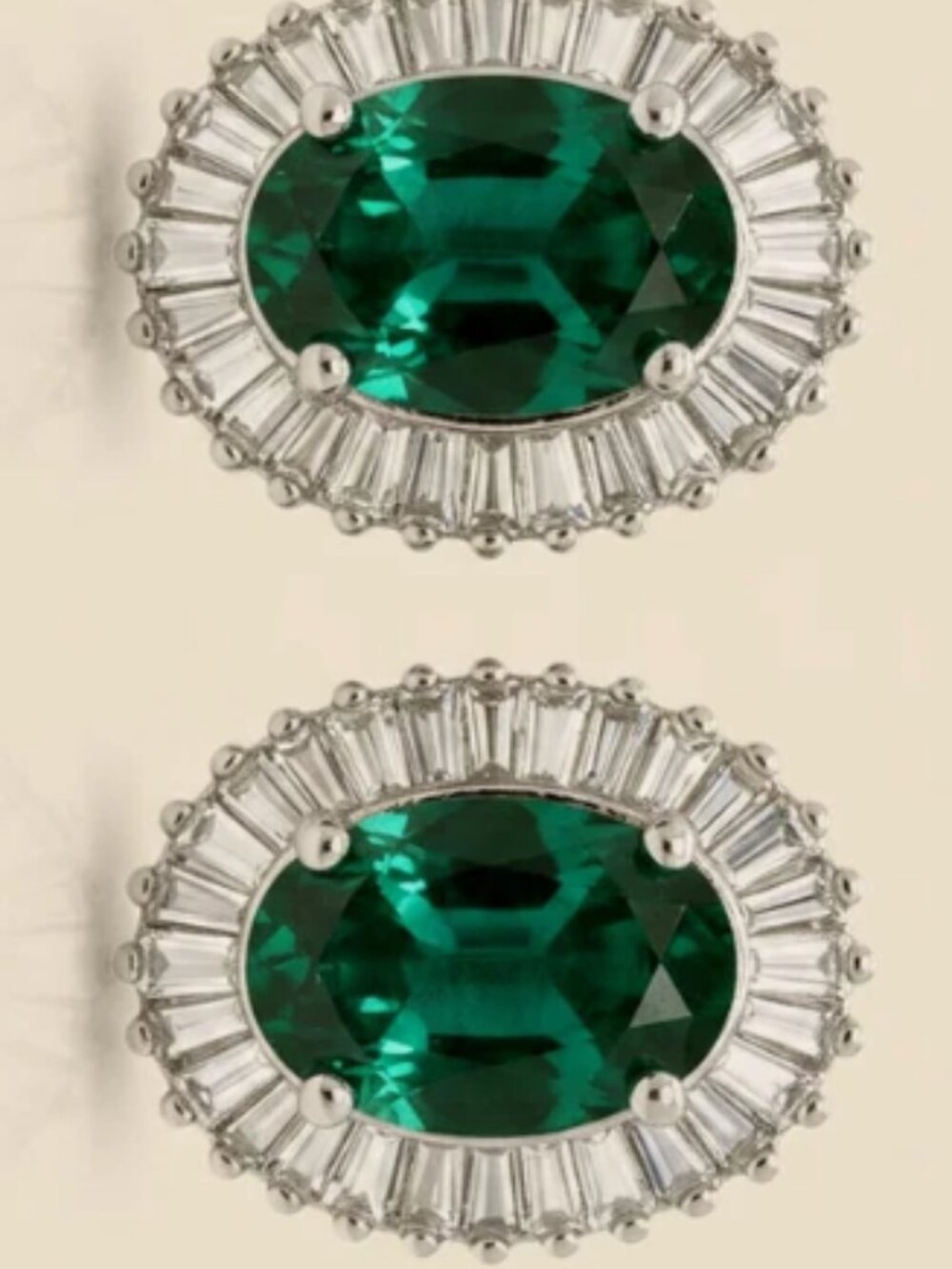 Emerald Baguette Diamond Stud Earrings